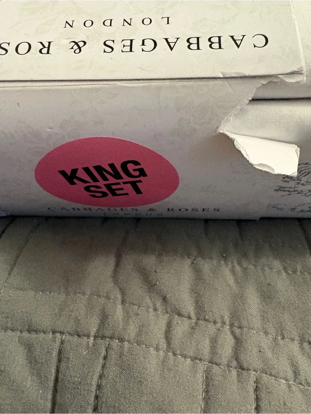 Cabbages & Roses LONDON Country Toile Slate Grey 4-Piece King Sheet Set NEW